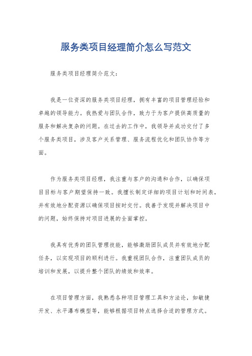 服务类项目经理简介怎么写范文