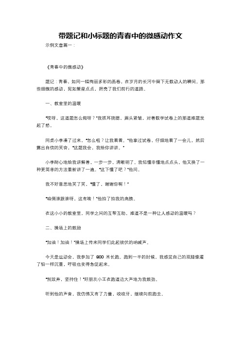 带题记和小标题的青春中的微感动作文