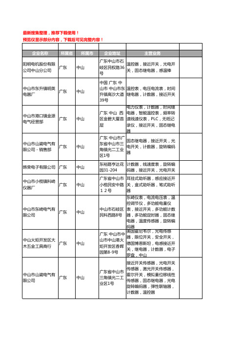 新版广东省中山接近开关工商企业公司商家名录名单联系方式大全56家