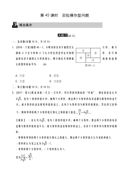 2020-2021学年最新中考仿真模拟数学全程演练《第45课时:实验操作型问题》及答案