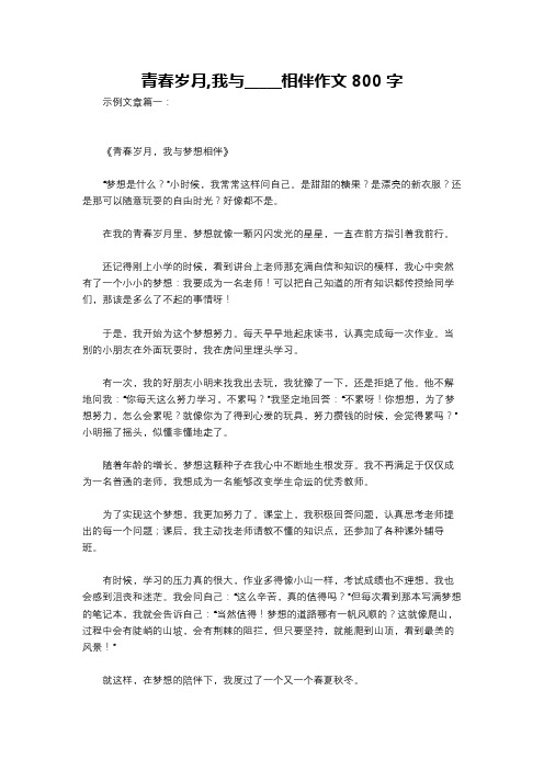 青春岁月,我与_____相伴作文800字