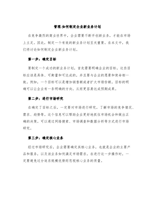 管理-如何制定企业新业务计划