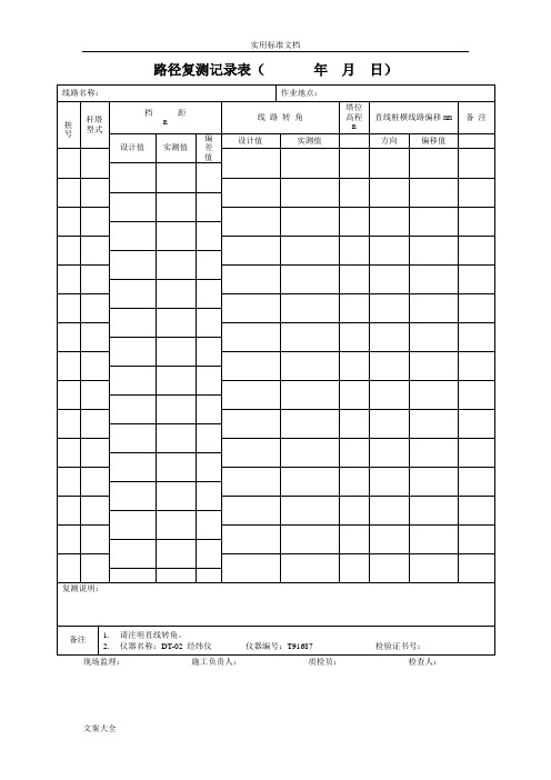 10千伏配电线路施工检查及评级记录簿