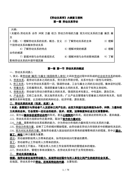 全国自考-《劳动关系学》复习资料