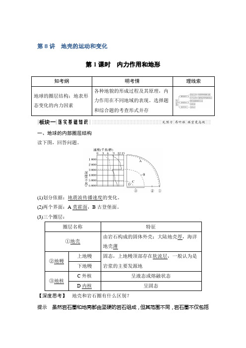 创新高三一轮复习选考总复习(中图版)地理讲义第二单元第8讲第1课时内力作用和地形