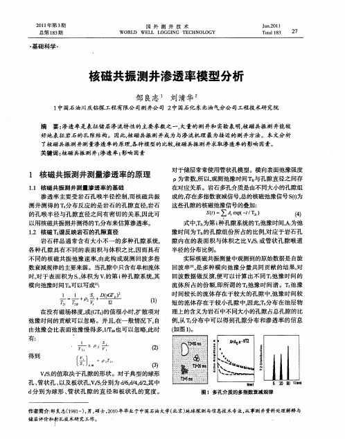 核磁共振测井渗透率模型分析