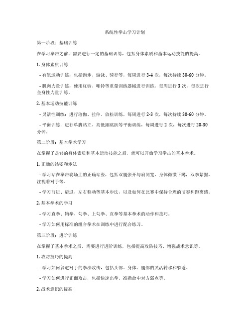 系统性拳击学习计划