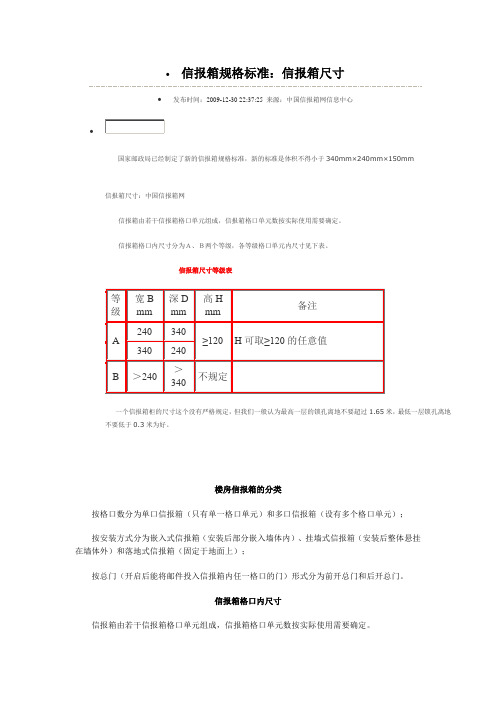 标准信报箱尺寸