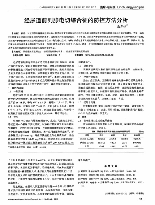 经尿道前列腺电切综合征的防控方法分析