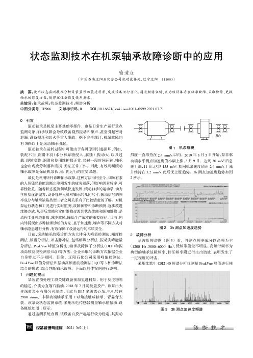 状态监测技术在机泵轴承故障诊断中的应用