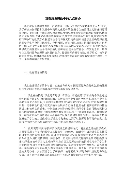 我在历史课改中的几点体会