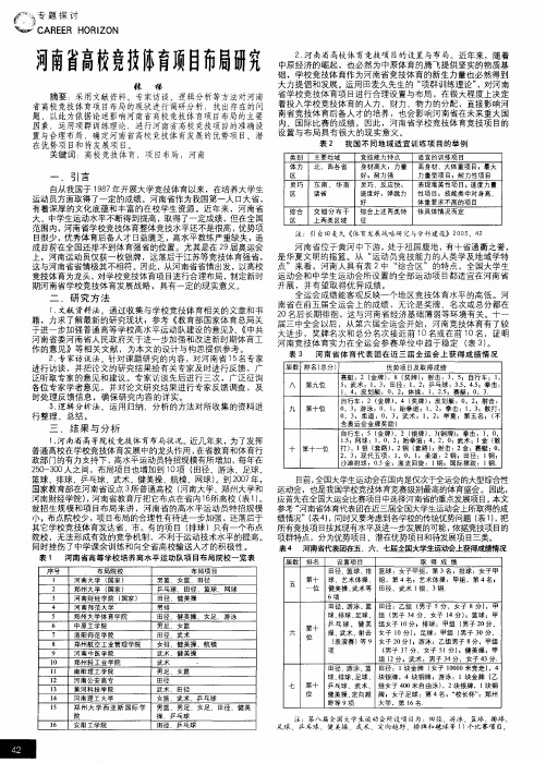 河南省高校竞技体育项目布局研究