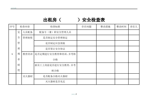 出租房安全检查表