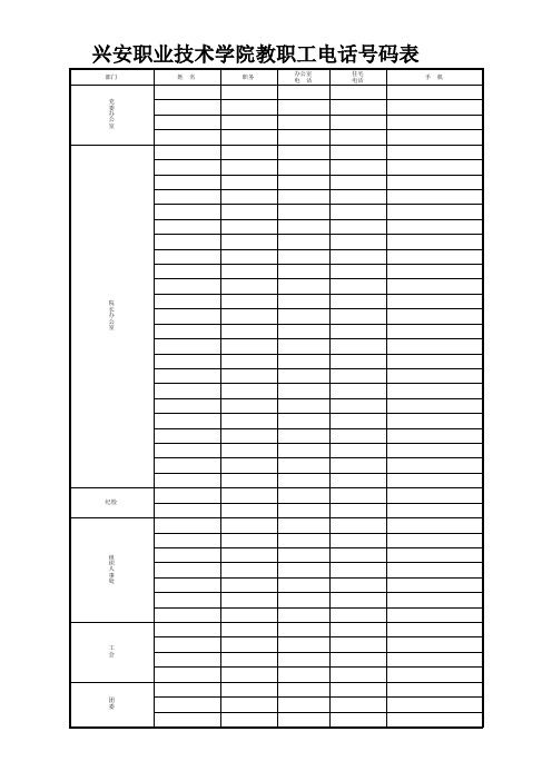 学院各科室人员电话号码登记表