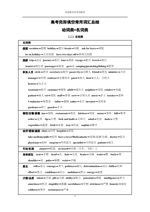 完形总结 名词