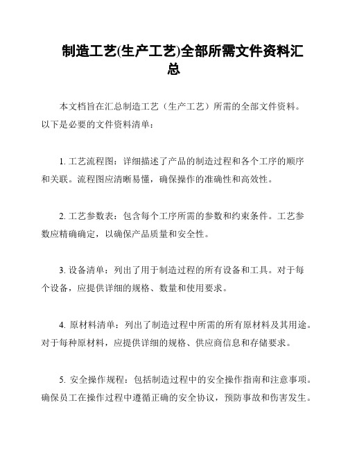 制造工艺(生产工艺)全部所需文件资料汇总