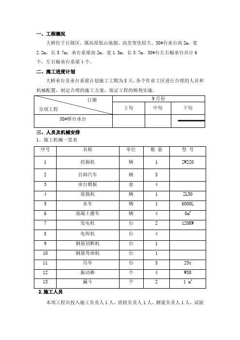 大桥承台及承台系梁开工报告