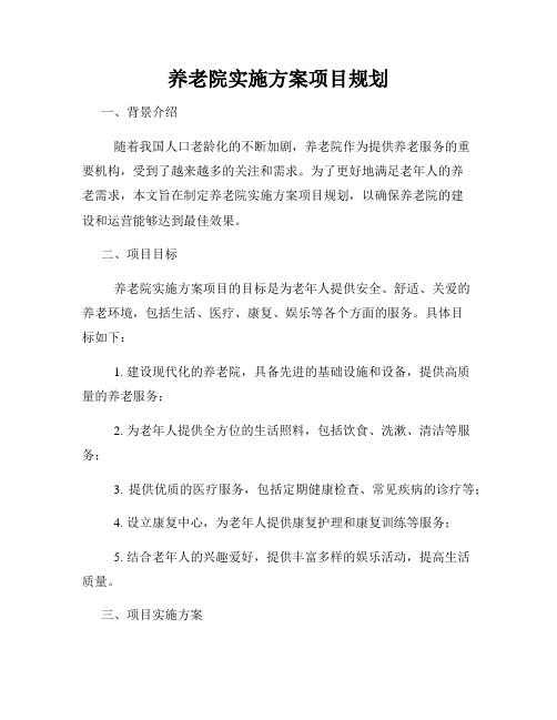 养老院实施方案项目规划