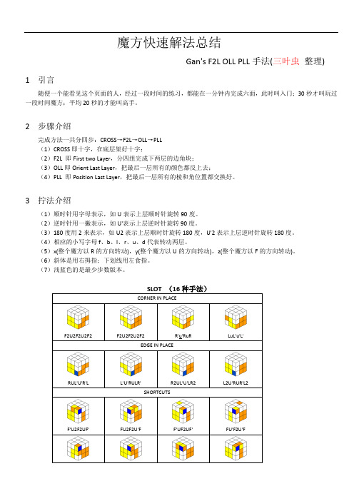 gan27sf2lollpll魔方快速解法总结