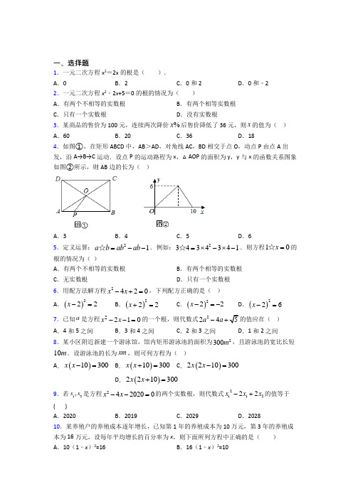 (必考题)初中数学九年级数学上册第二单元《一元二次方程》测试卷(有答案解析)(2)