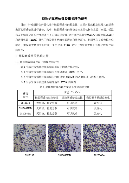 织物洗护液体微胶囊香精研究