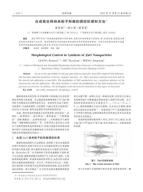 合成氧化锌纳米粒子形貌的调控机理和方法