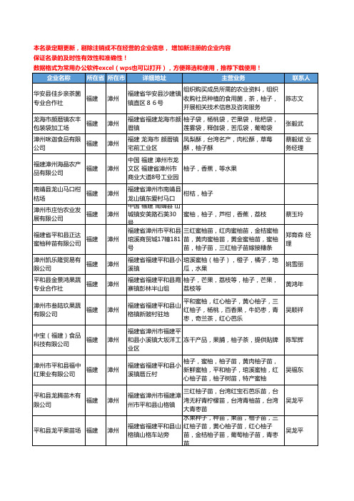 2020新版福建省漳州柚子工商企业公司名录名单黄页大全47家