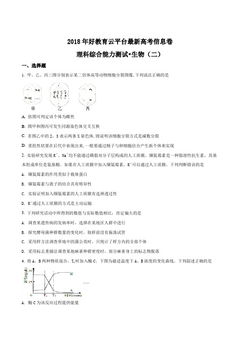 2018年全国统一招生考试最新高考信息卷(二)生物试题(原卷版)