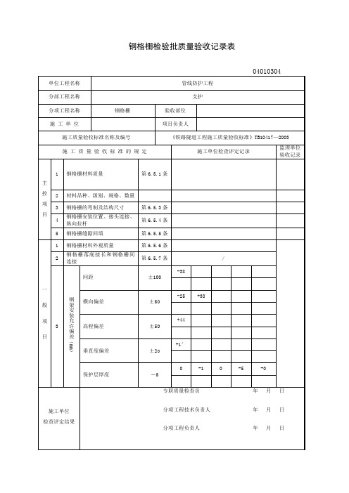 钢格栅检验批质量验收记录表