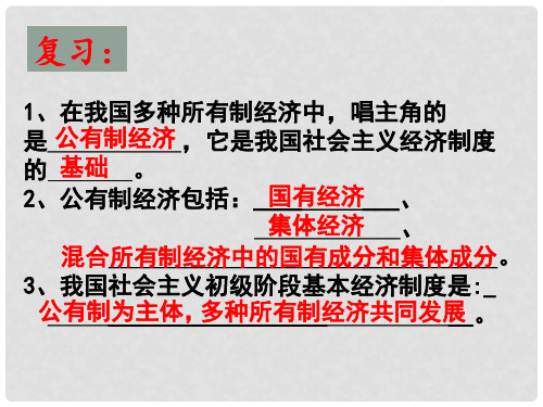 江西省九年级政治全册 第三单元 融入社会 肩负使命 第七课 关注经济发展 第2框《走向共同富裕的道路