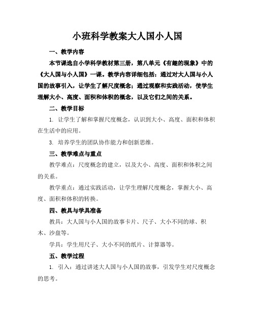 小班科学教案大人国小人国