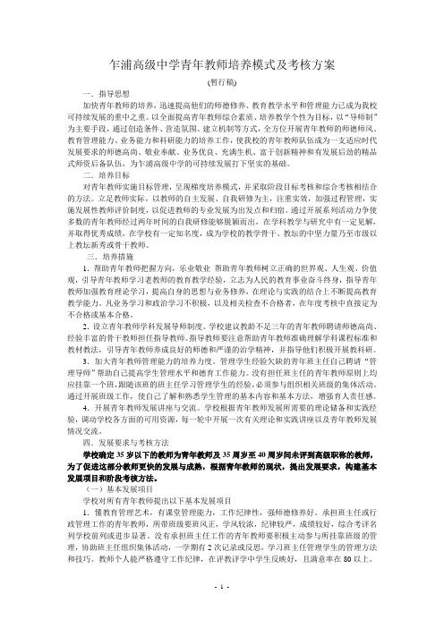 青年教师培养与考核办法