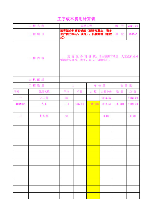 公路路面工序单价分析2214.36