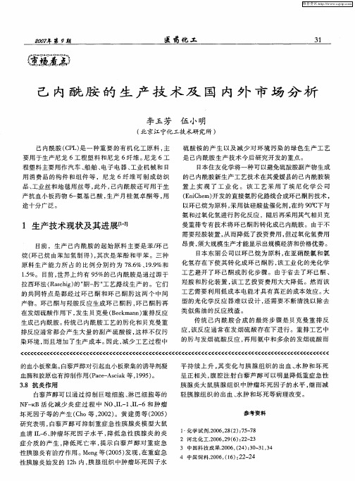 己内酰胺的生产技术及国内外市场分析