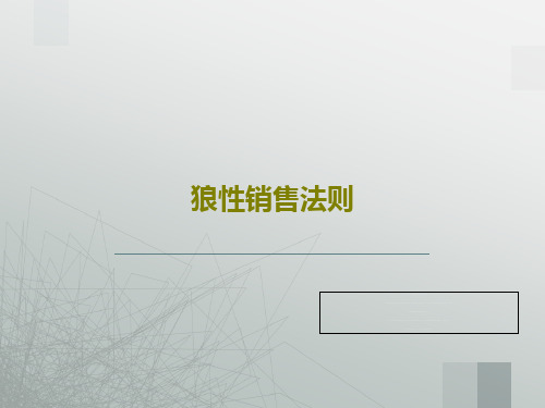 狼性销售法则共47页