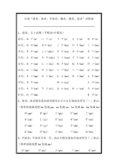 日语音标对照