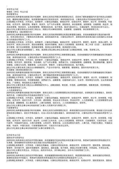 广东商学院华商学院2008年招生专业介绍