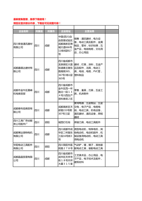 新版四川省电动工具配件工商企业公司商家名录名单联系方式大全110家