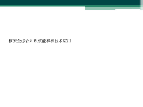 核安全综合知识核能和核技术应用