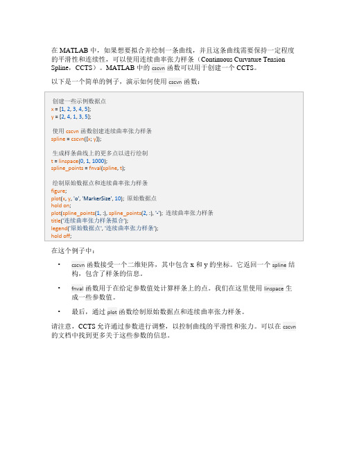 matlab 连续曲率张力样条
