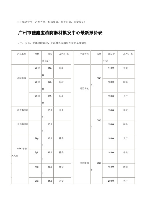 消防水电 价格 报价表