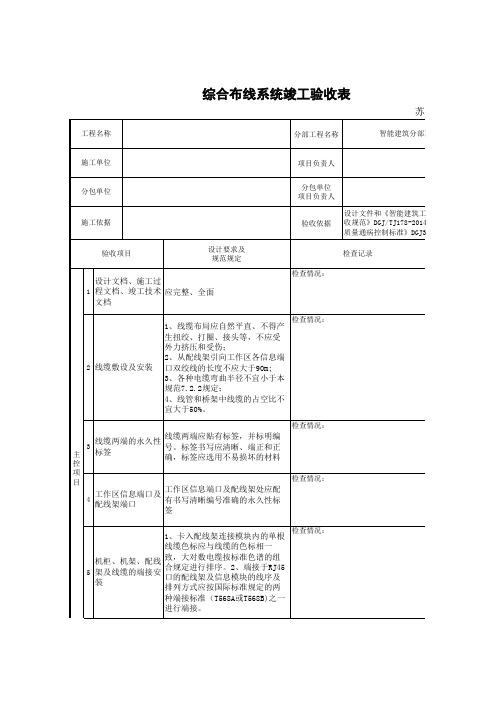 综合布线系统竣工验收表