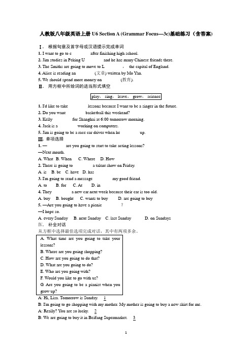 人教版八年级英语上册U6 Section A (Grammar Focus—3c)基础练习(含答案)