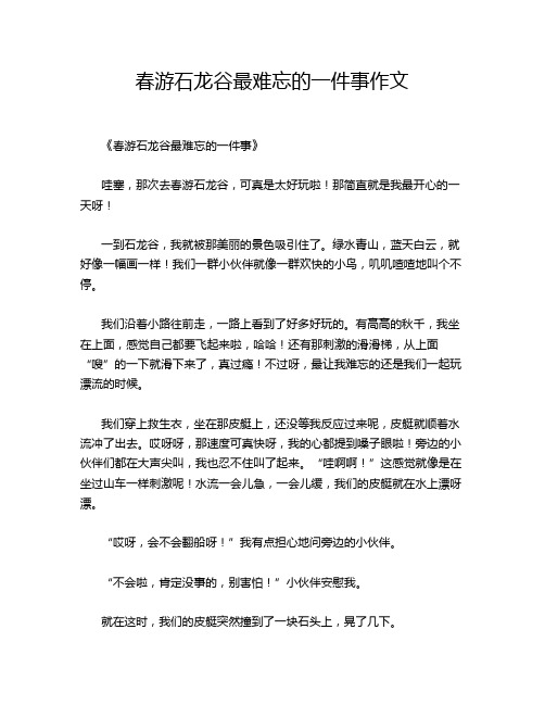 春游石龙谷最难忘的一件事作文