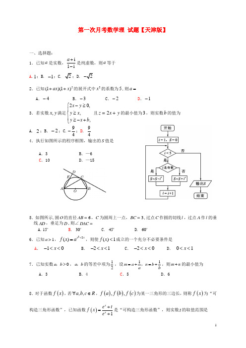 2016届高三数学上学期第一次月考试题理6