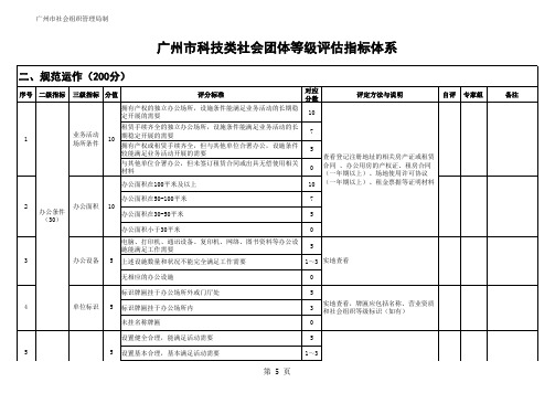 广州市科技类社会团体等级评估指标体系