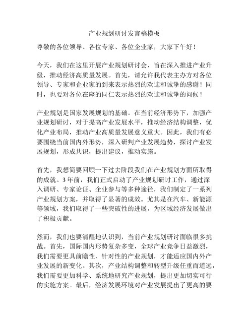 产业规划研讨发言稿模板