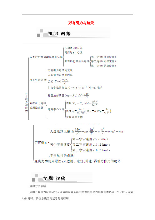 高中物理 第6章 万有引力与航天章末总结学案 新人教版