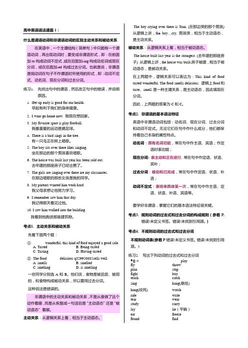 1.高中英语语法通霸谓语和非谓语动词主动关系和被动关系讲解