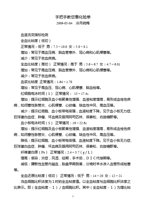 手把手教您看化验单汇总